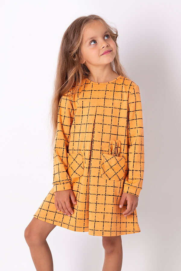Трикотажное платье для девочки Mevis желтое 3557-02 - цена