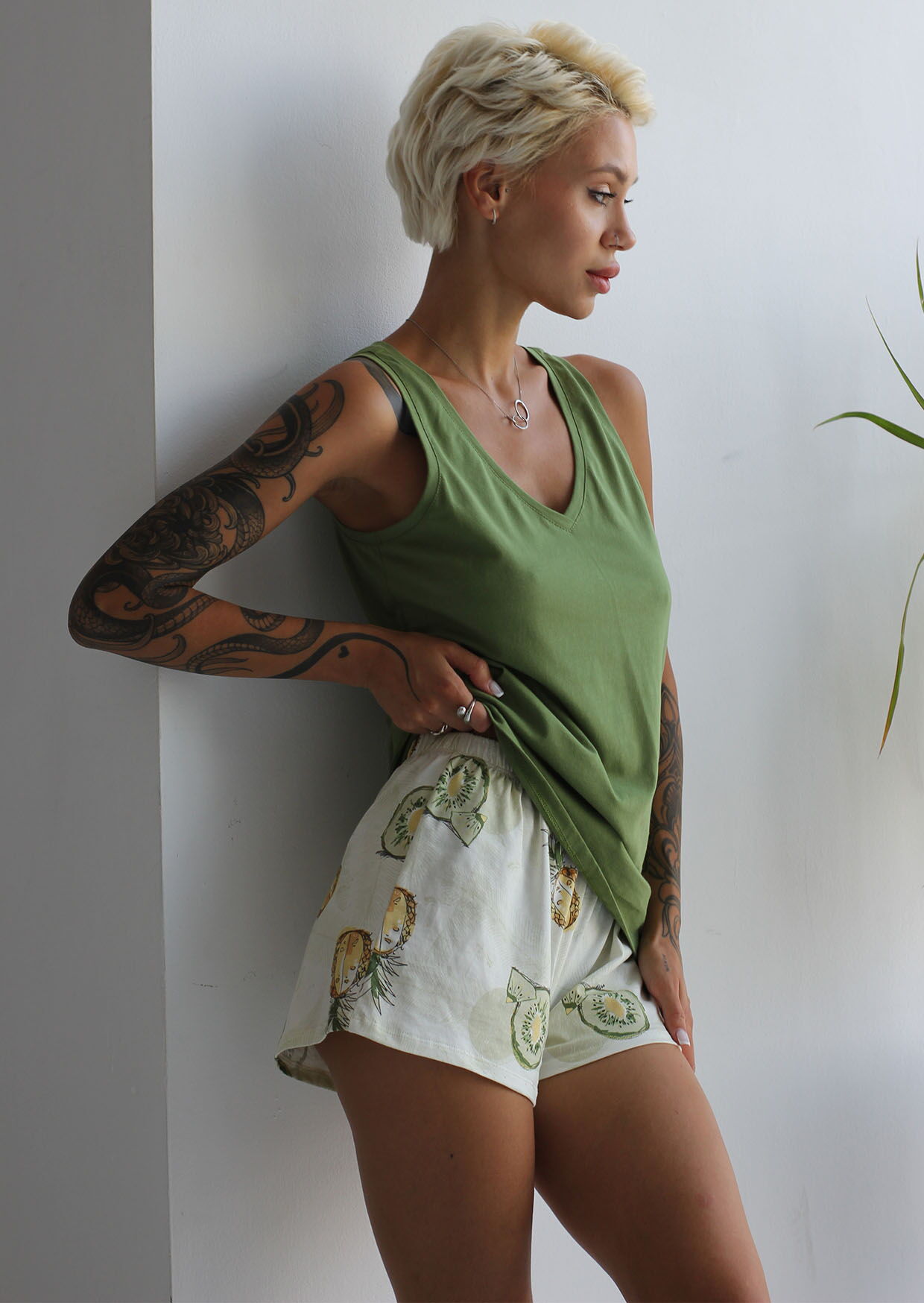 Пижама женская Leinle Pineapple фисташковая 1552-12007 - фотография