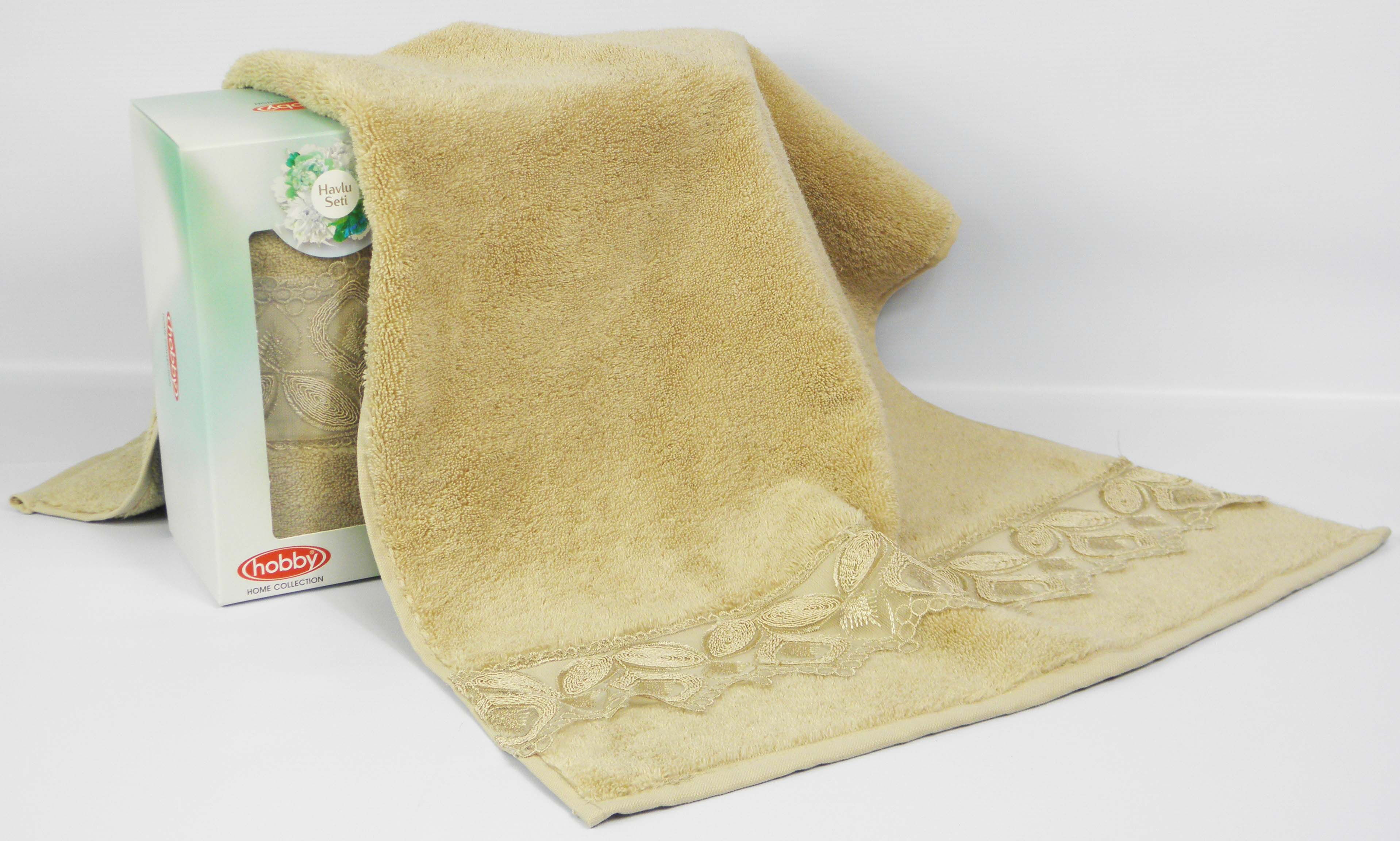 Полотенце махровое для лица в подарочной коробке HOBBY Sidelya кофейное  - размеры