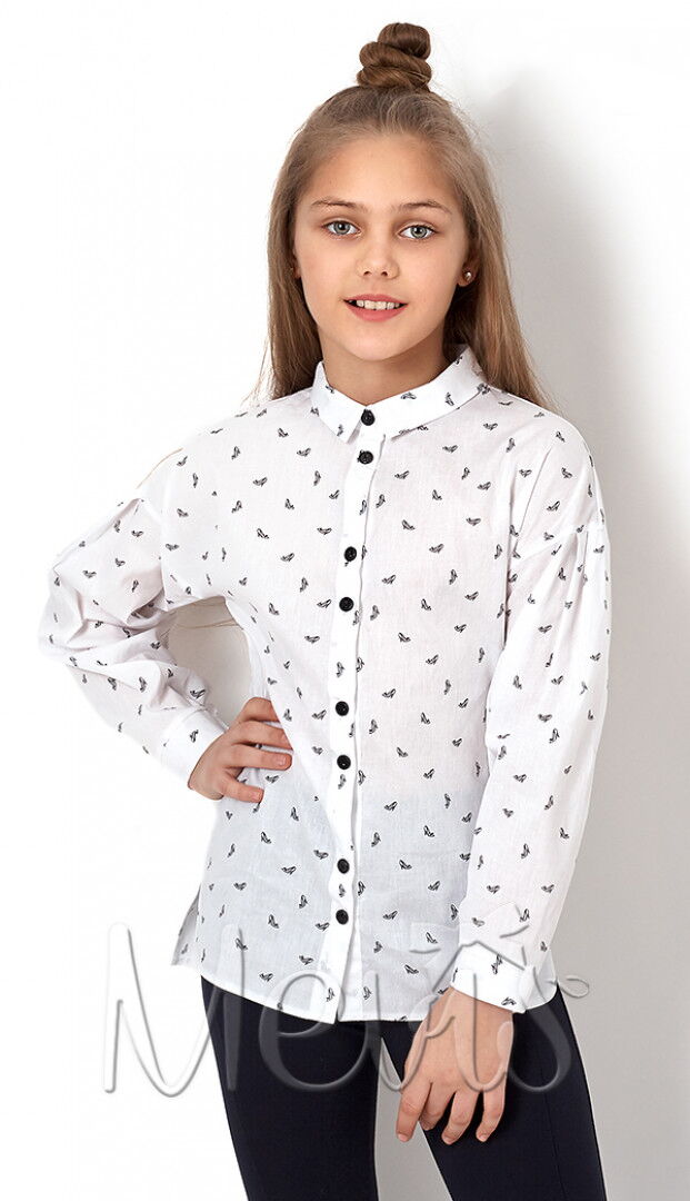 Рубашка для девочки Mevis белая 2896-01 - цена