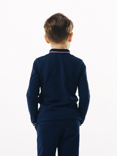 Поло с длинным рукавом для мальчика SMIL темно-синее 114656/114657/114658 - фотография