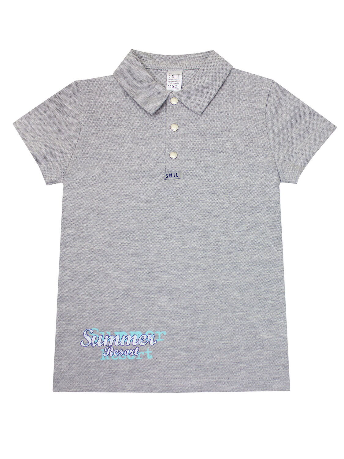 Футболка-поло с коротким рукавом SMIL серый меланж 114686/114685 - фото