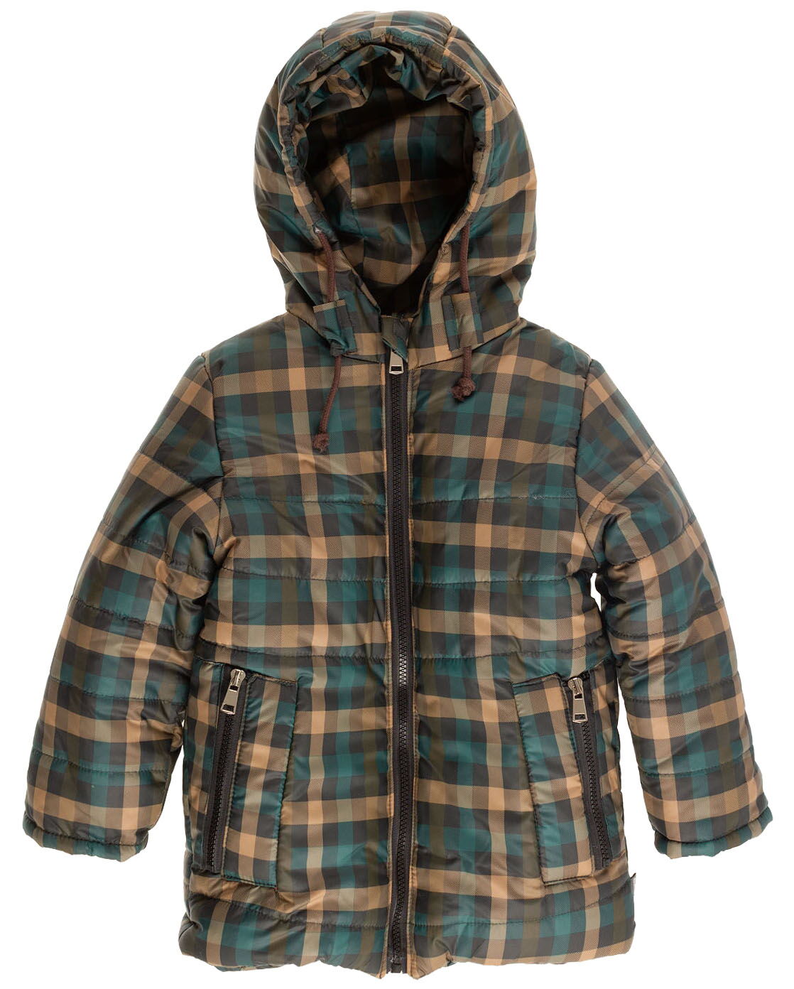 Куртка зимняя для мальчика Одягайко Клетка зеленая 20226 - цена