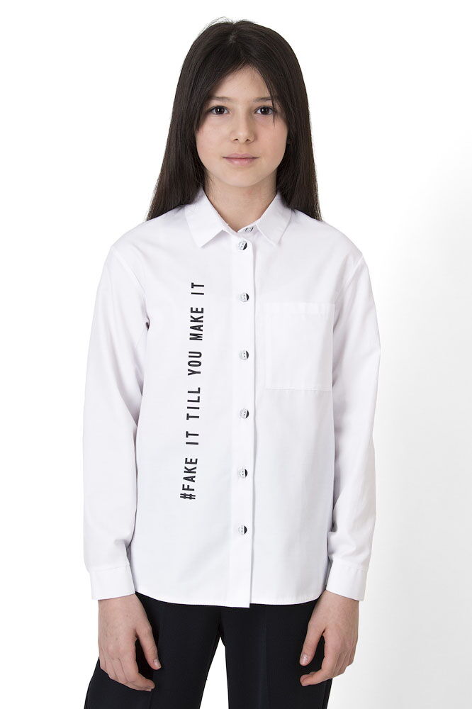 Рубашка коттоновая для девочки Mevis белая 4145-01 - цена