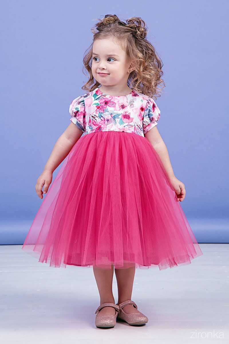 Нарядное платье для девочки Zironka малиновое 38-9003-4 - размеры