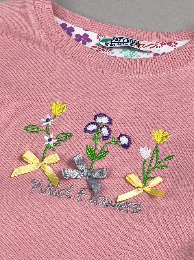 Свитшот для девочки Paty Kids Wild Flowers пудра 61203 - фото