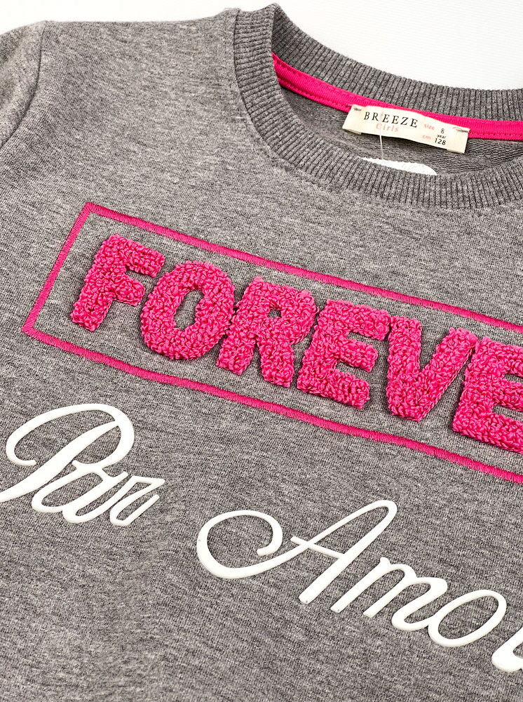 Свитшот для девочки Breeze Forever серый 15359 - фотография
