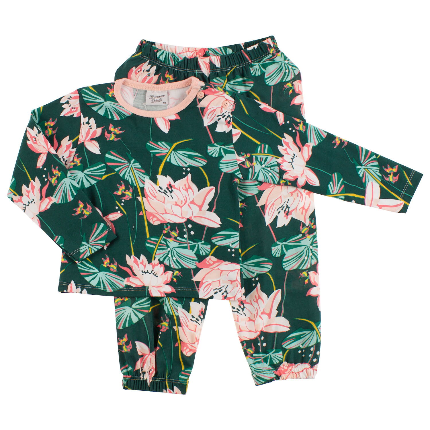 Пижама для девочки Breeze Цветы зеленая 8382 - цена