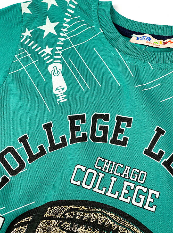 Футболка для мальчика TEAM 38 зеленая - размеры