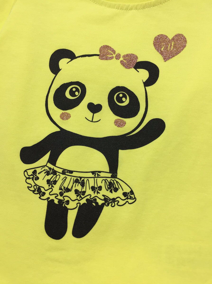 Реглан для девочки Фламинго Панда-балерина желтый 186-416 - фото