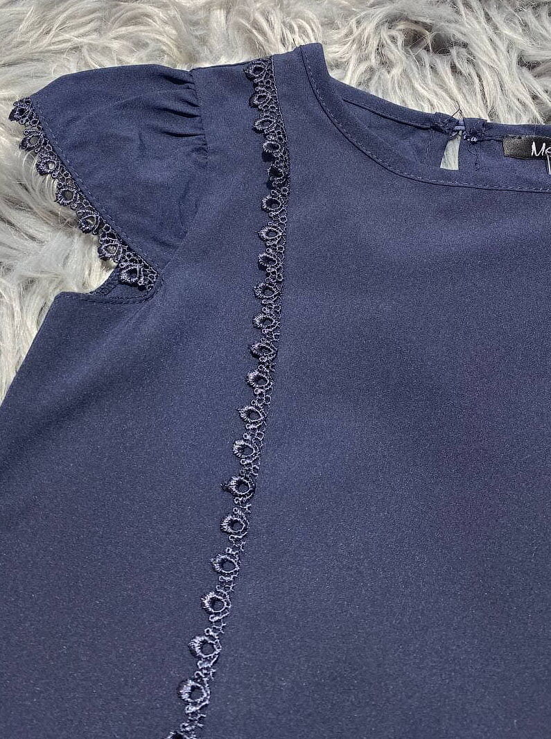 Блузка для девочки Mevis синяя 3729-03 - фото