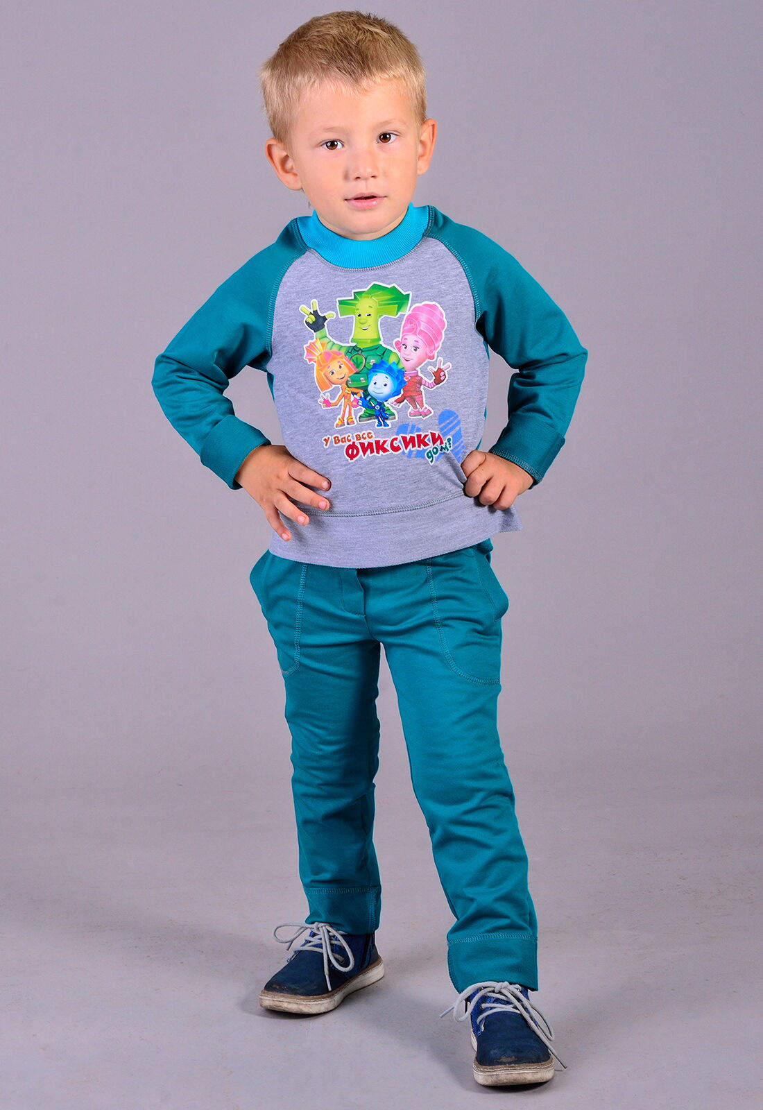Спортивный костюм для мальчика Zironka фиксики бирюзовый 207 - размеры