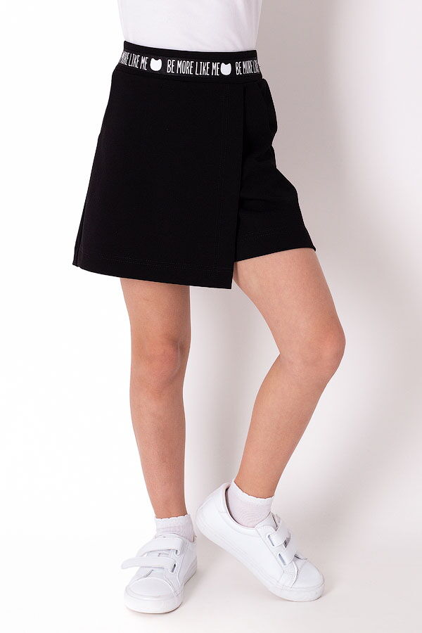 Трикотажная юбка-шорты для девочки Mevis черные 3779-02 - цена