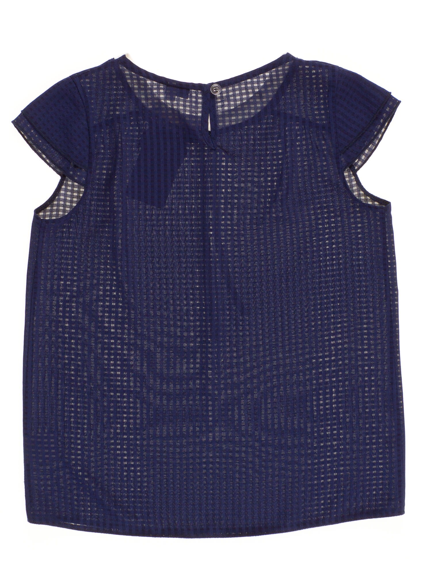 Блузка с коротким рукавом для девочки MEVIS синяя 2067 - фото