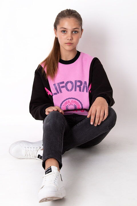 Утепленный свитшот для девочки Mevis California розовый 3989-01 - фото