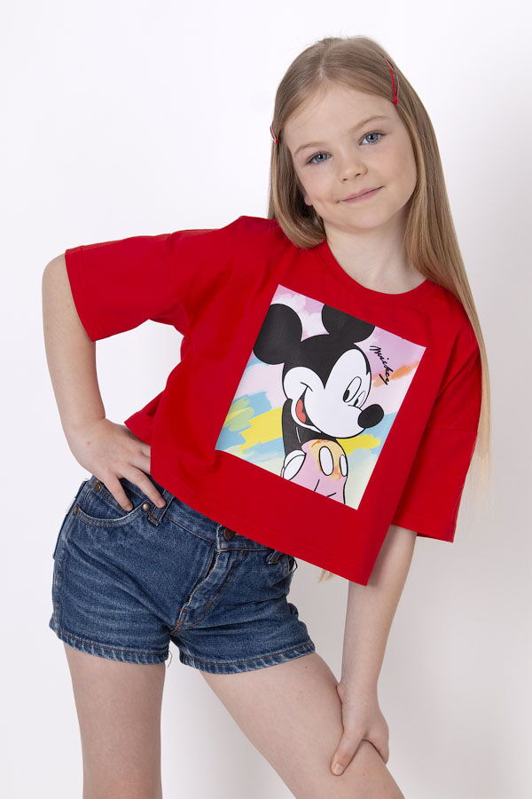 Футболка для девочки Mevis Микки красная 4657-02 - фото