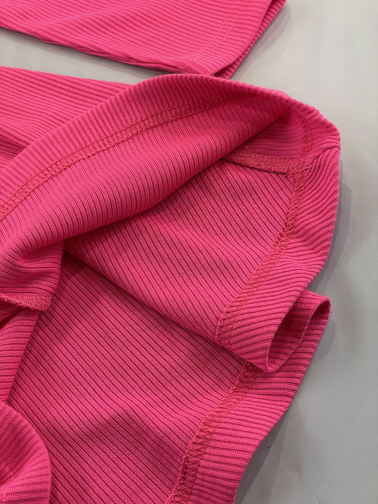 Платье в рубчик для девочки Mevis розовый неон 4934-01 - картинка