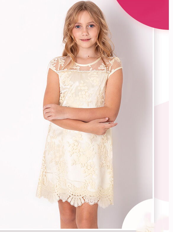 Нарядное платье для девочки Mevis кремовое 2782-05 - цена