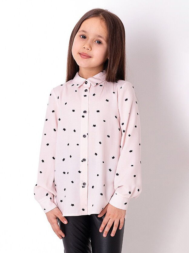 Рубашка школьная для девочки Mevis розовая 3895-04 - цена
