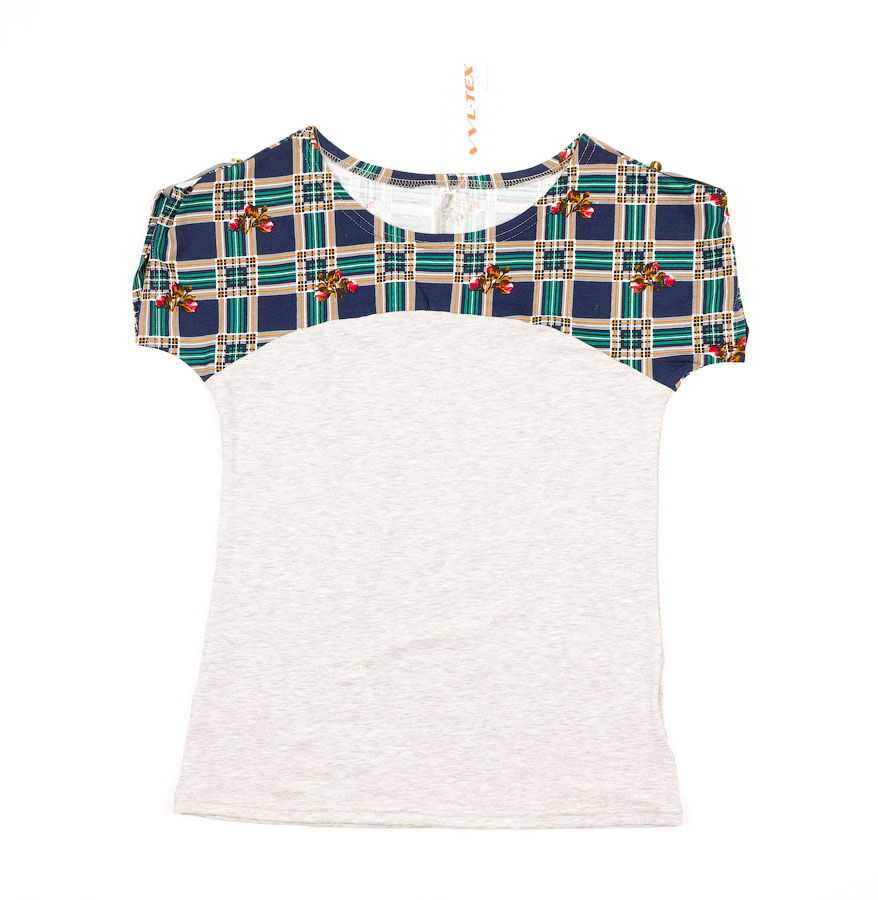 Комплект  женский (футболка+шорты) VVL Клетка 334 - размеры