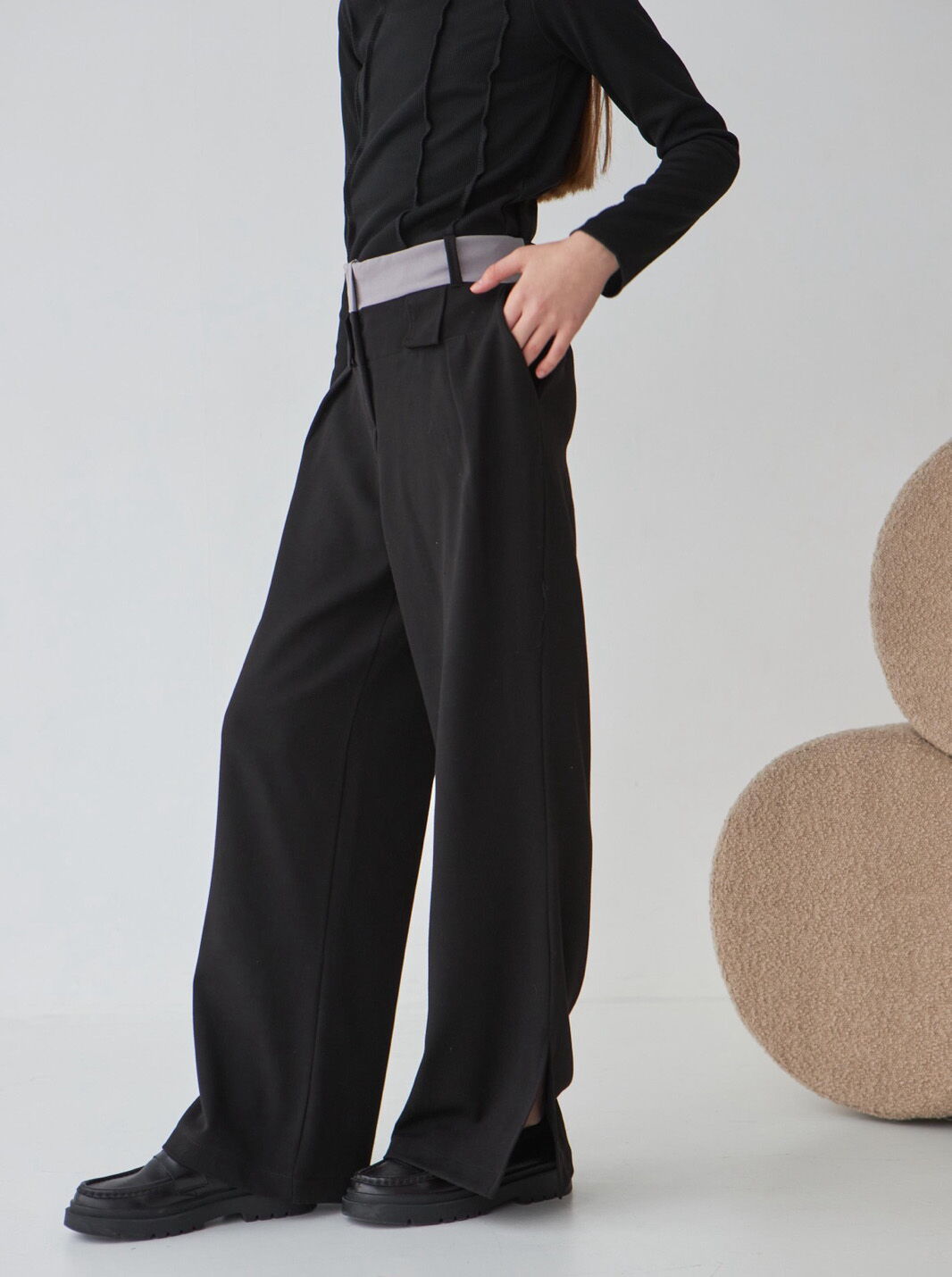 Брюки школьные для девочки Valza черные 3401 - фото