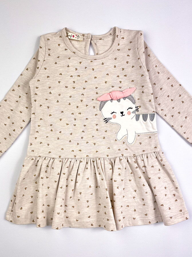 Платье для девочки Barmy Кошечка-модняшка бежевое 0644 - цена