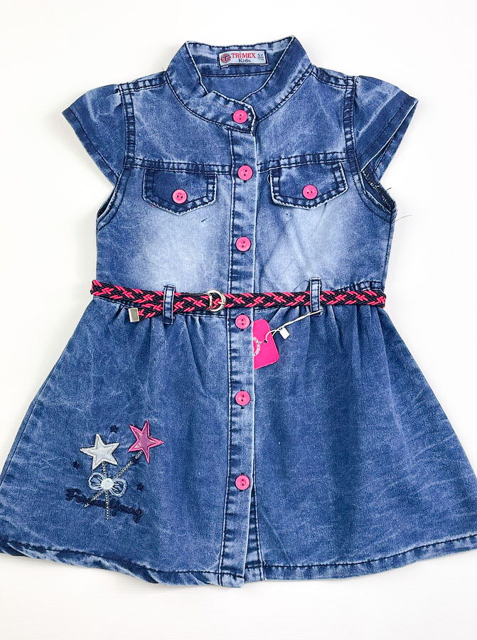 Джинсовое платье для девочки Trimex Звездочки синее 520 - цена