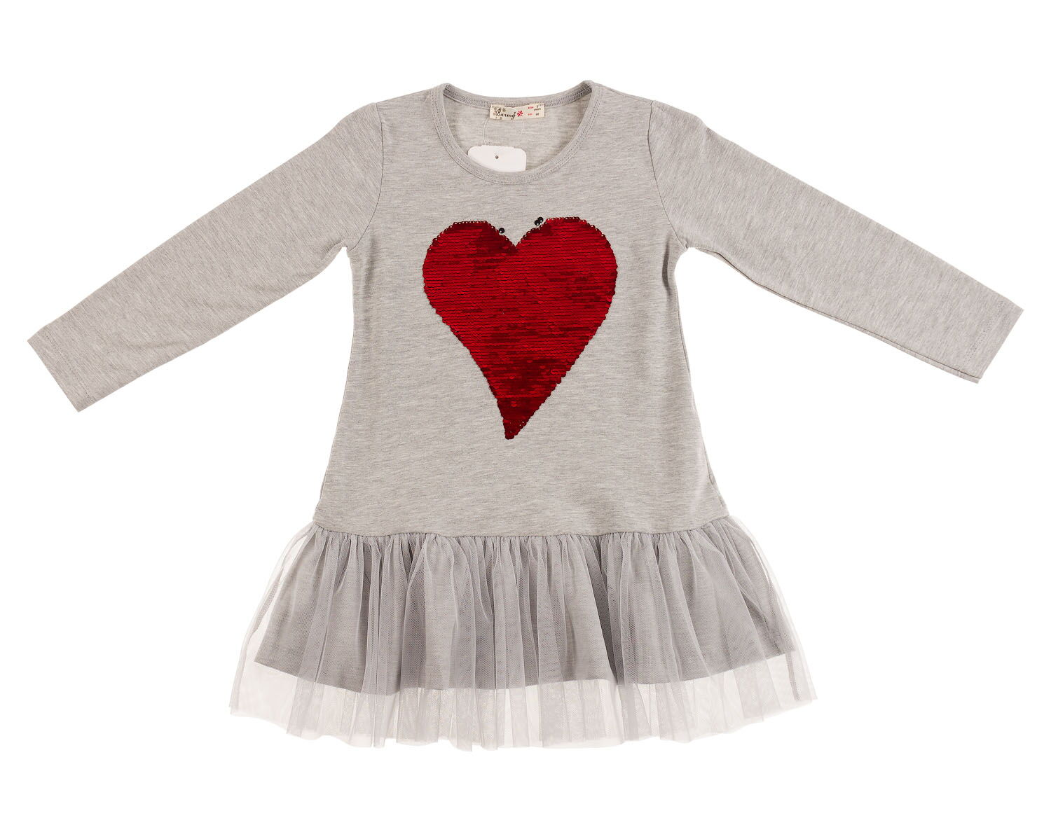 Платье для девочки Barmy Сердце серое 3077 - фото