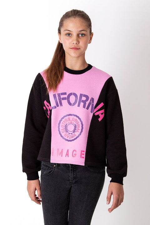 Утепленный свитшот для девочки Mevis California розовый 3989-01 - цена