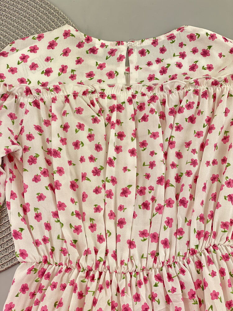 Платье для девочки Mevis Цветочки бело-розовое 4991-01 - фотография