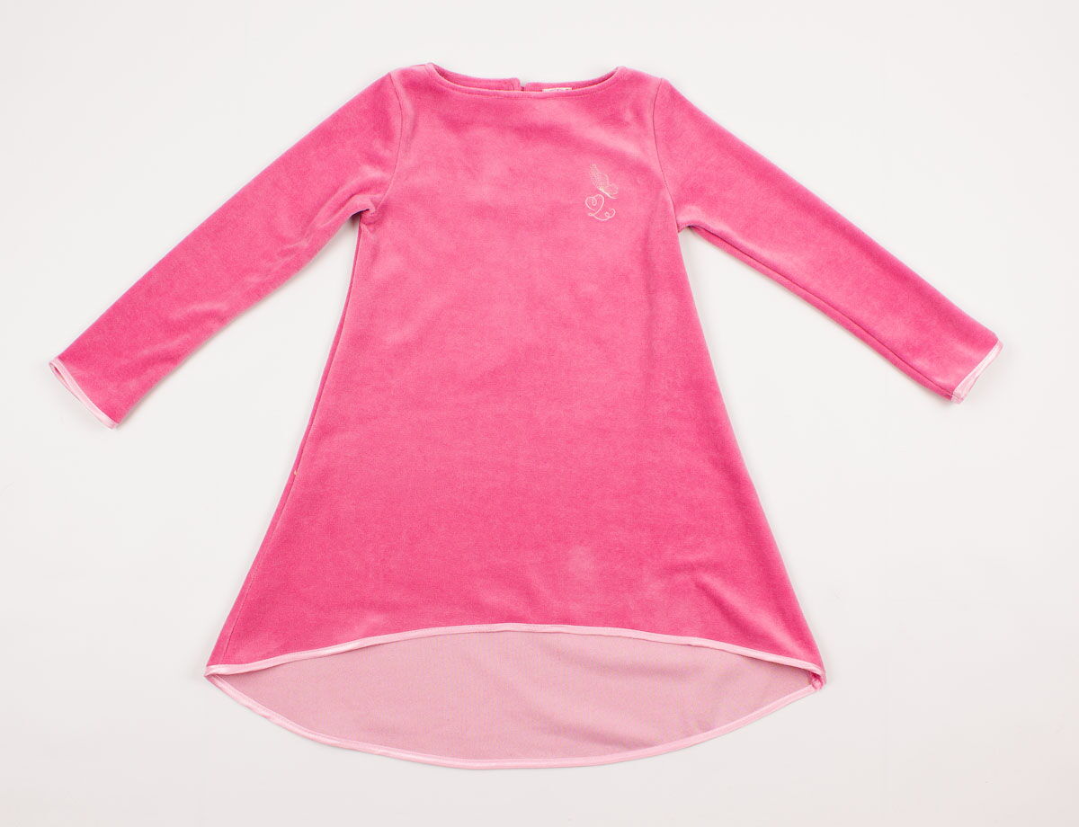Платье с длинным рукавом для девочки Фламинго велюр розовое  - цена