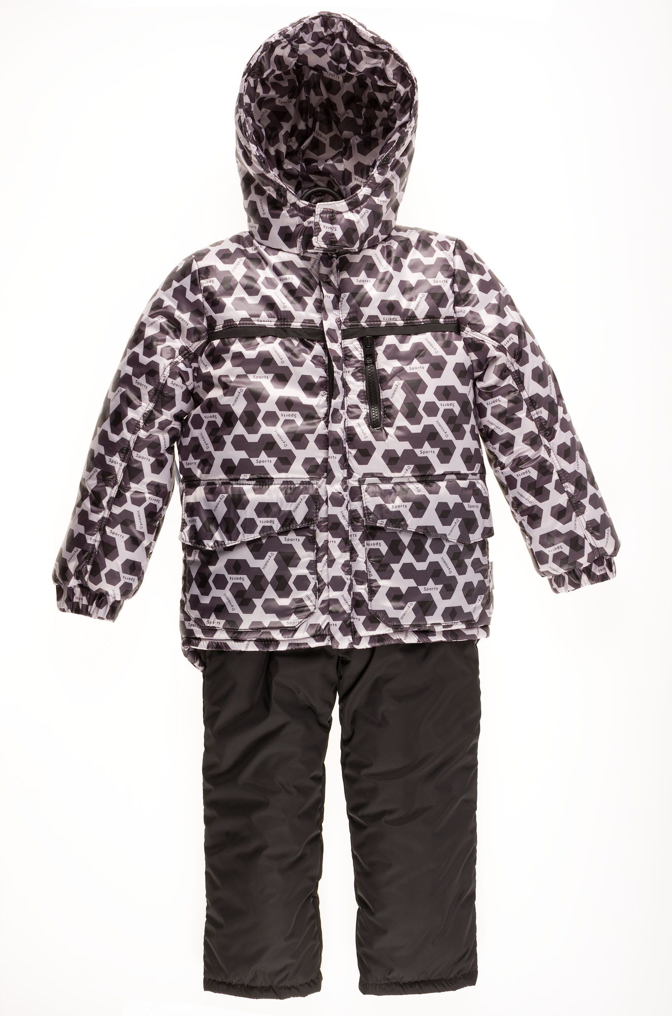 Комбинезон зимний раздельный для мальчика (куртка+штаны) Одягайко геометрия черный 20088+01241О - цена