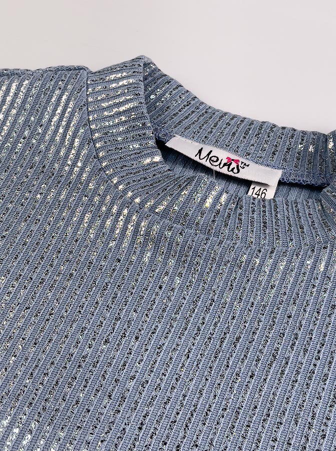 Трикотажное платье для девочки Mevis голубое 4063-03 - картинка