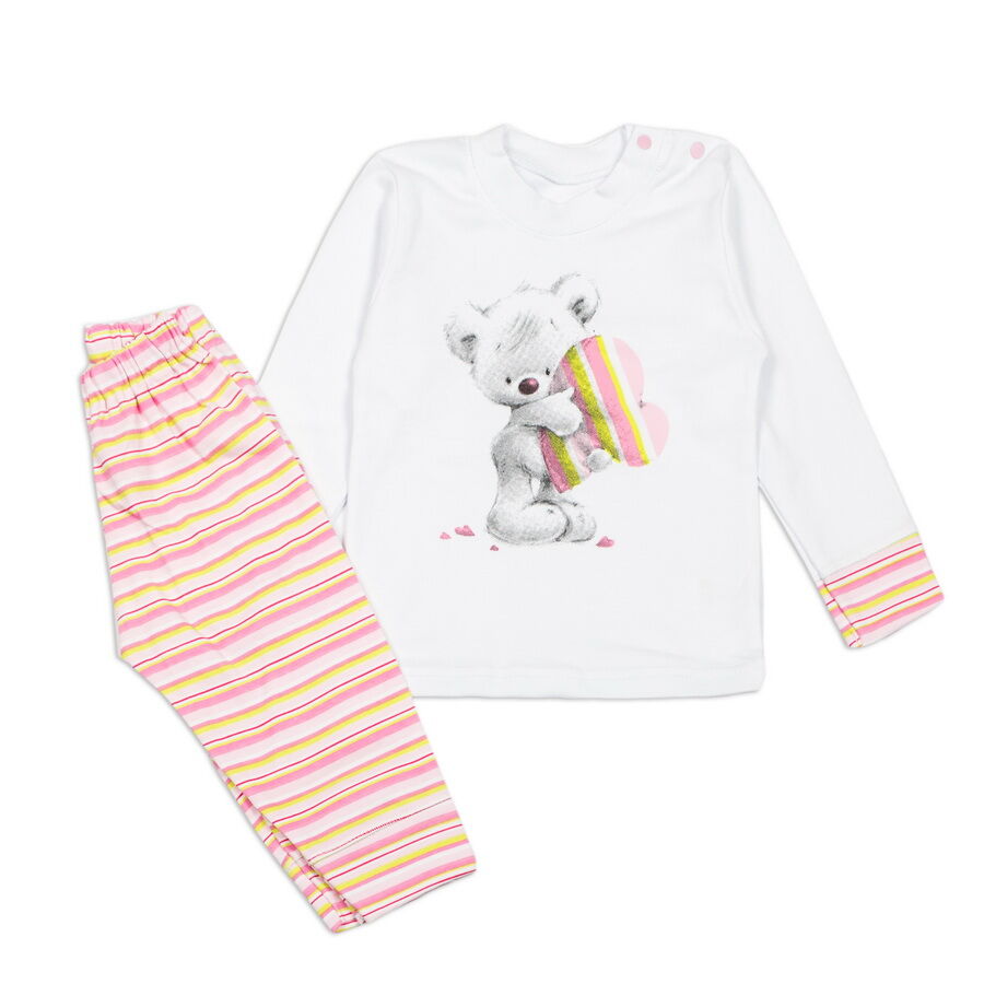 Пижама для девочки Фламинго Мишка белая 613-222 - цена