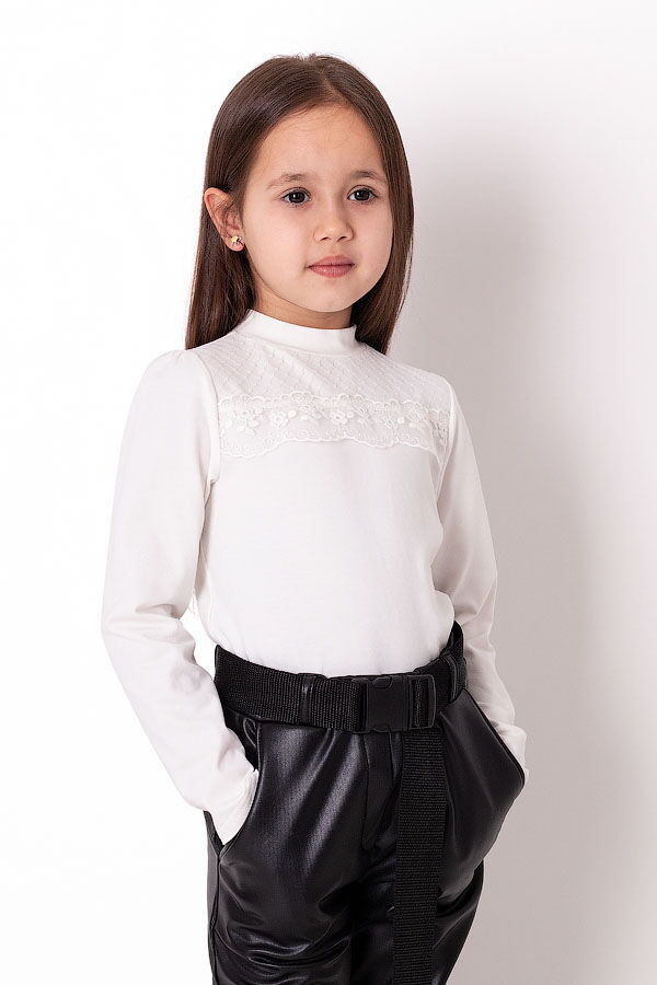 Трикотажная блузка для девочки Mevis молочная 3783-02 - цена