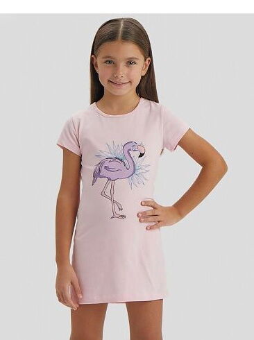 Ночная сорочка для девочки Baykar Фламинго розовая 9281 - цена
