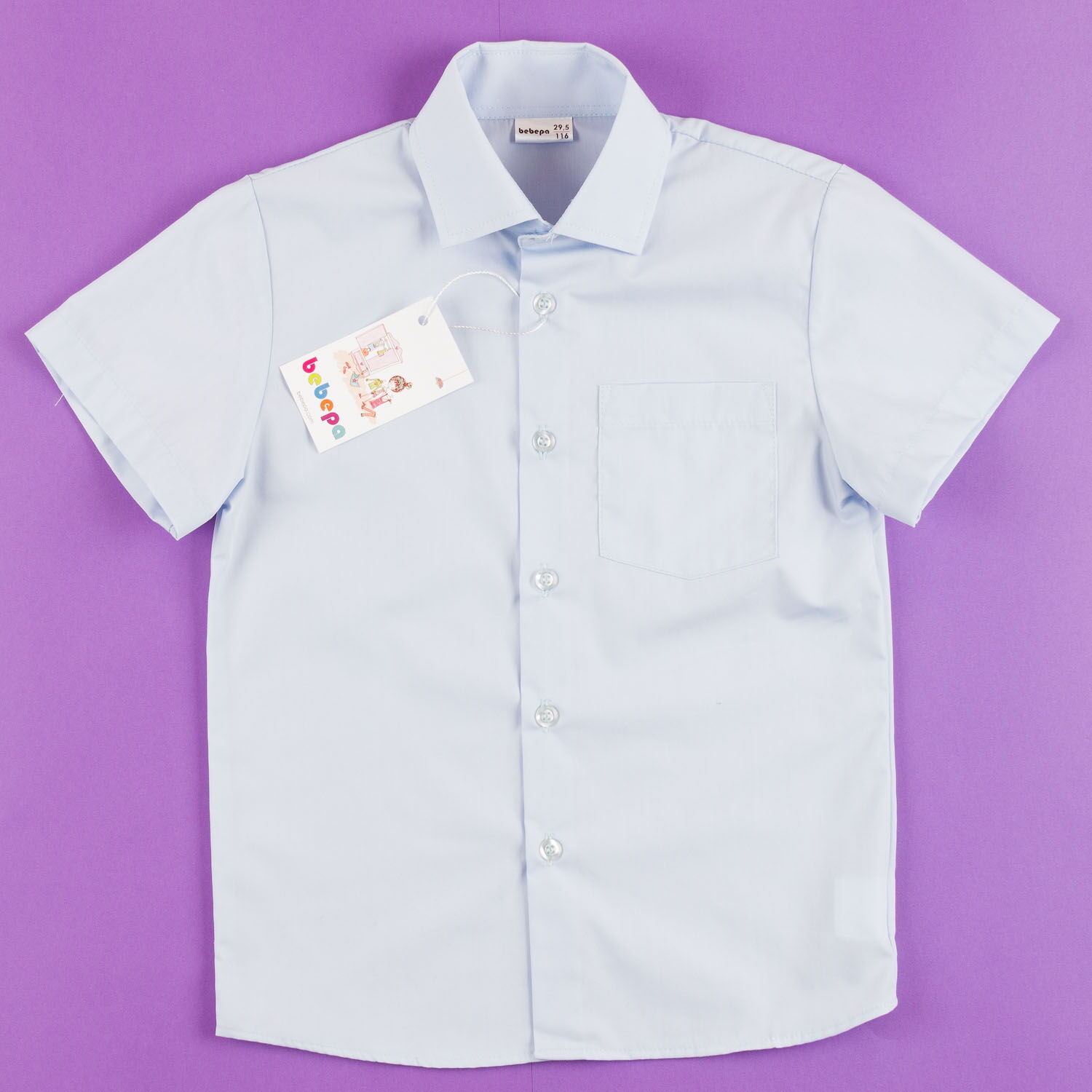 Рубашка с коротким рукавом для мальчика Bebepa голубая 1105-073 - размеры