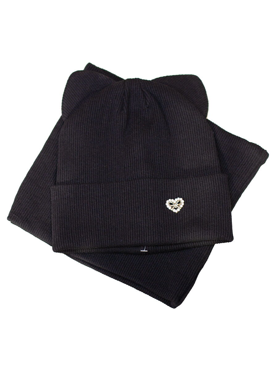 Комплект шапка и хомут для девочки Semejka Кейт черный 9318 - цена