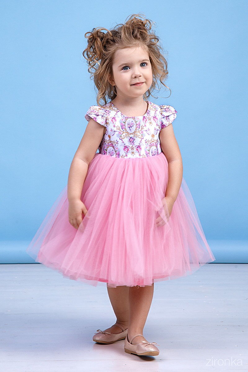 Платье нарядное Zironka Цветы розовое 38-8031-4 - цена