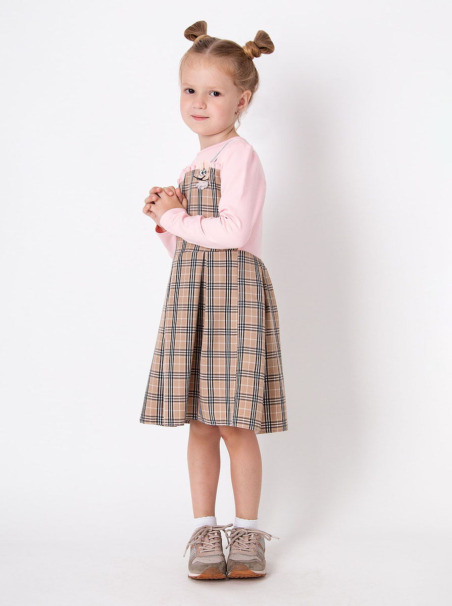 Трикотажное платье для девочки Mevis розовое 4058-03 - размеры