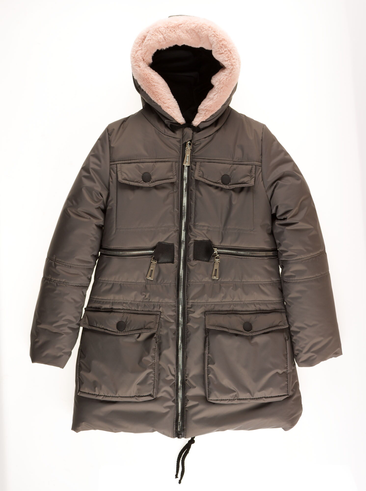 Куртка зимняя для девочки Одягайко серая 20089 - цена