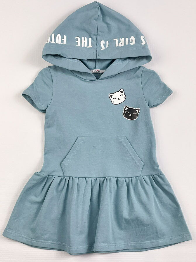 Трикотажное платье для девочки Mevis голубое 3736-05 - фотография
