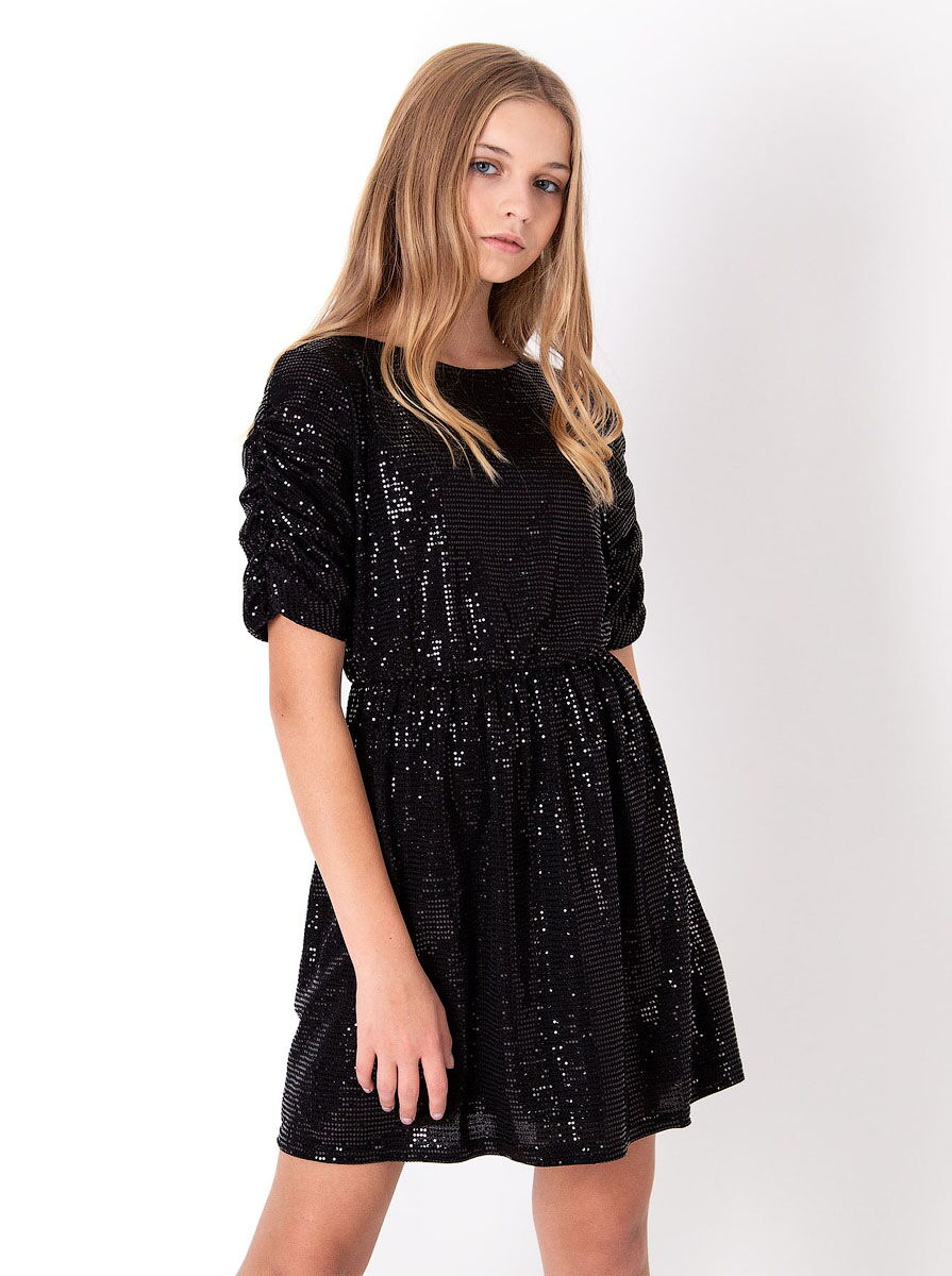 Нарядное платье для девочки Mevis черное 4047-03 - фото
