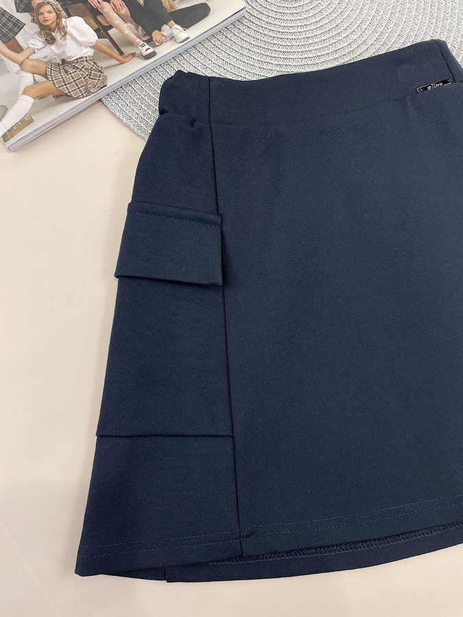 Юбка школьная для девочки Mevis синяя 5136-02 - фотография