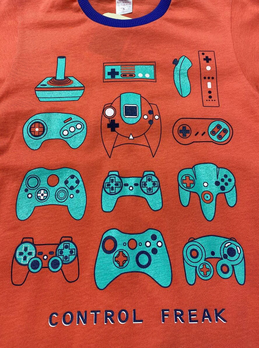 Футболка для мальчика Денди Джойстики коралловая 6234 - картинка