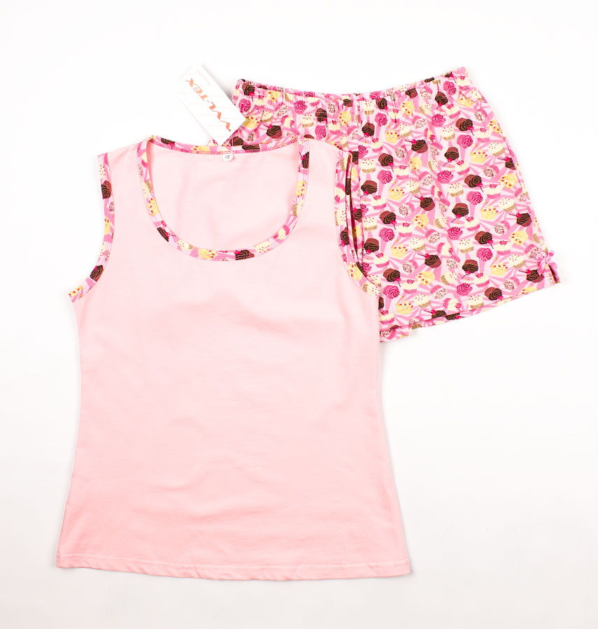 Пижама женская (майка+шорты) VVL Пирожные розовые 250 - цена