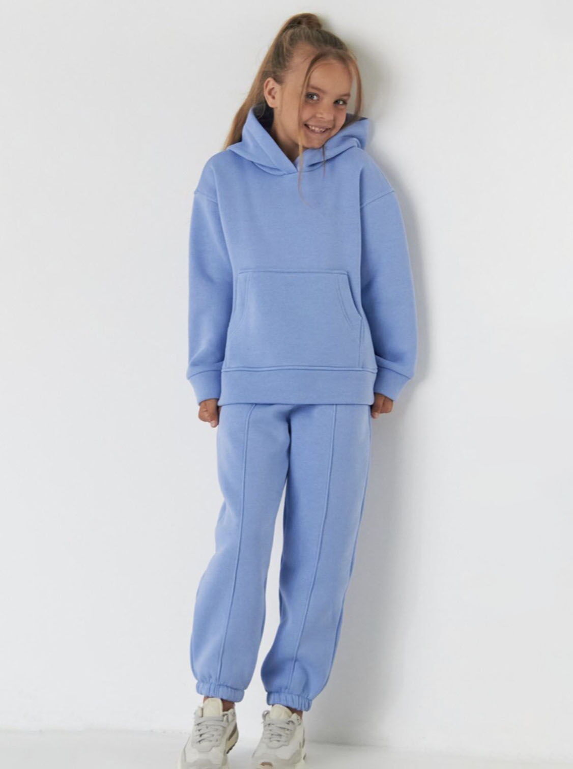 Утепленный спортивный костюм для девочки голубой джинс 2708-01 - цена