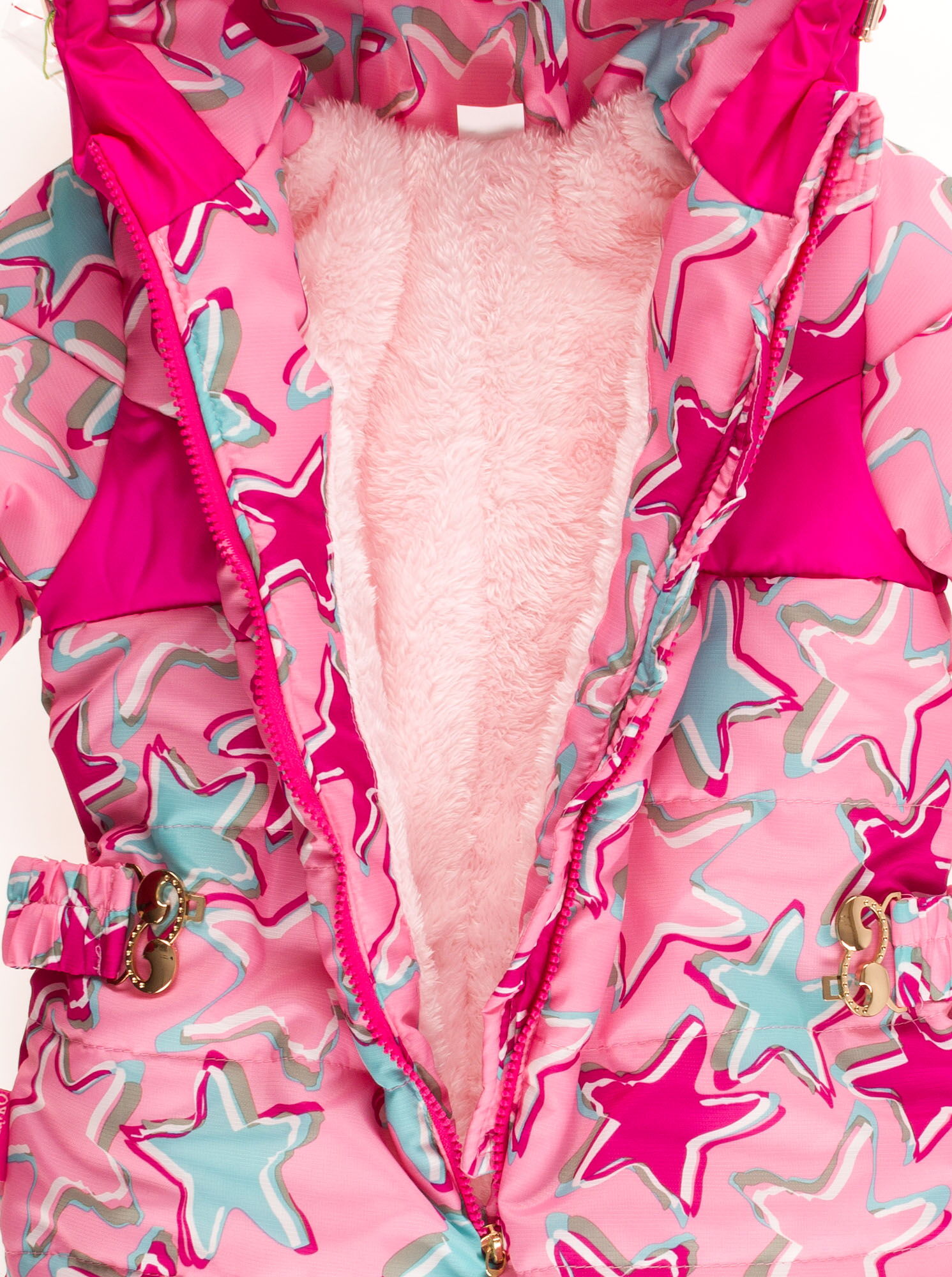 Комбинезон зимний сдельный для девочки Одягайко Звезды розовый 3186О - фотография
