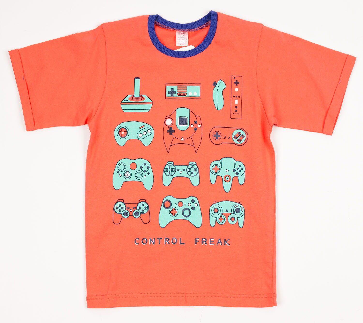 Футболка для мальчика Денди Джойстики коралловая 6234 - фото