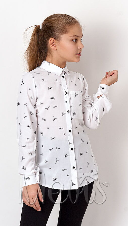 Рубашка для девочки Mevis Париж белая 3667-01 - цена